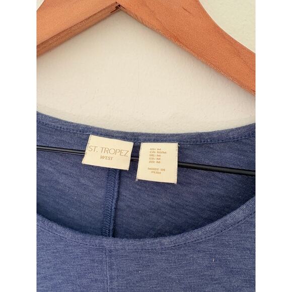 St. Tropez West Blue Modal Long Sleeve Scoop Neck Top Medium Casual - Picture 7 of 7